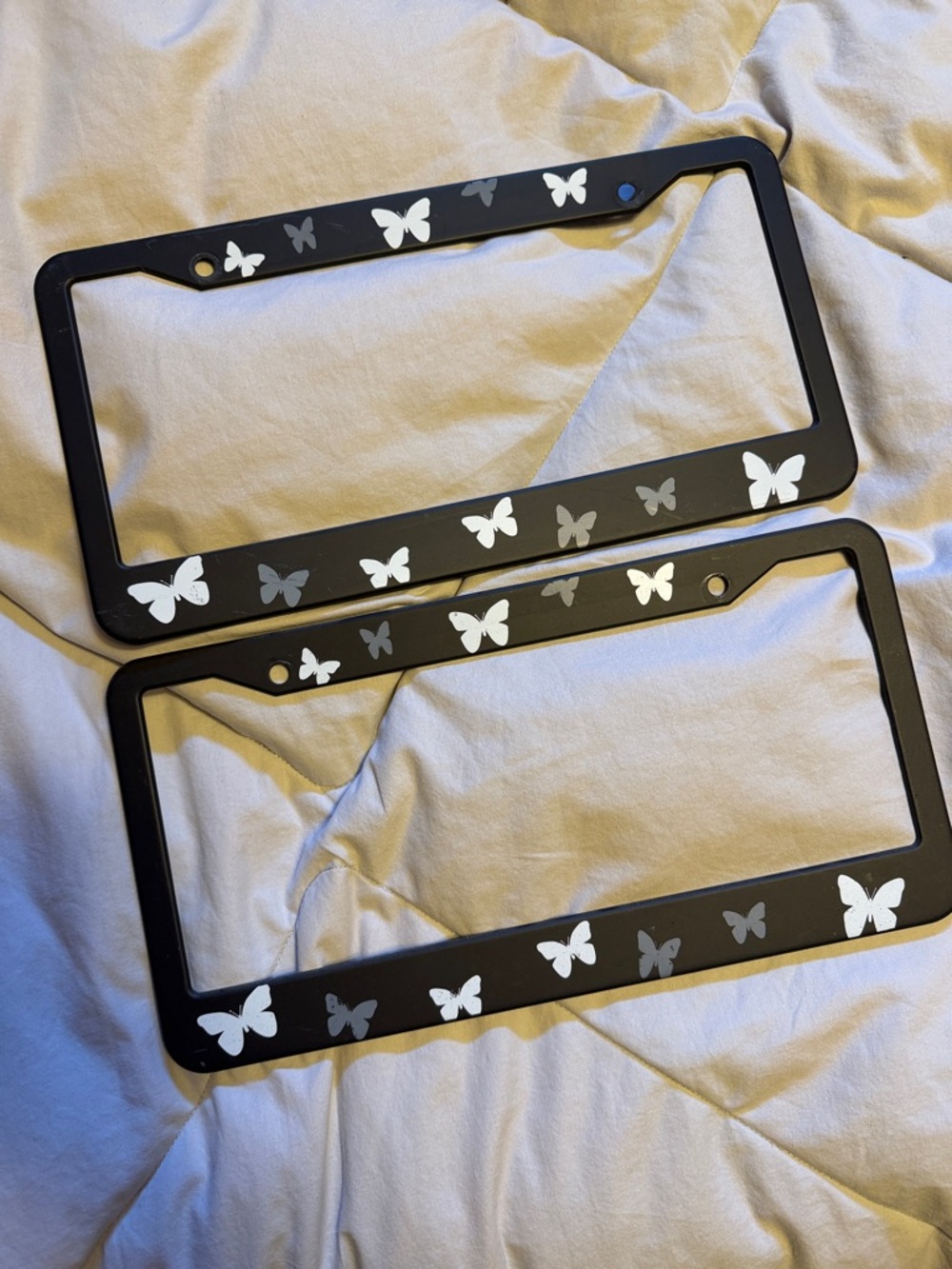 Butterfly Accent Black License Plate Frames - Set of 2